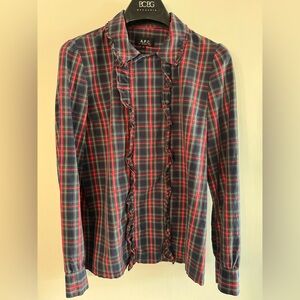 A.P.C. Multicolor Plaid Shirt, Size M, 100% Cotton